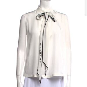 Givenchy Elegant Ivory Silk Tie-Neck Blouse Top Scarf IT38, US M